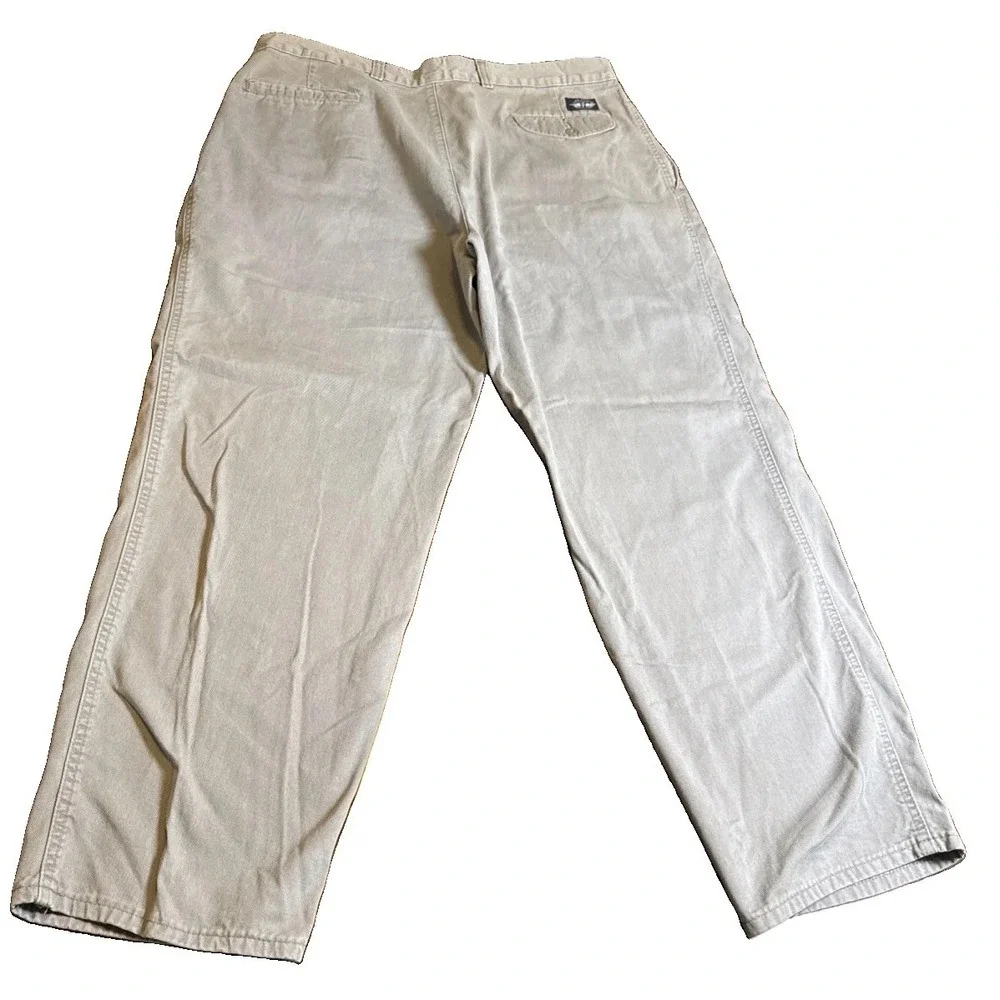 VTG 90s Dockers Mens 38x30 Gray Pleated Front Chino Pants USA Made